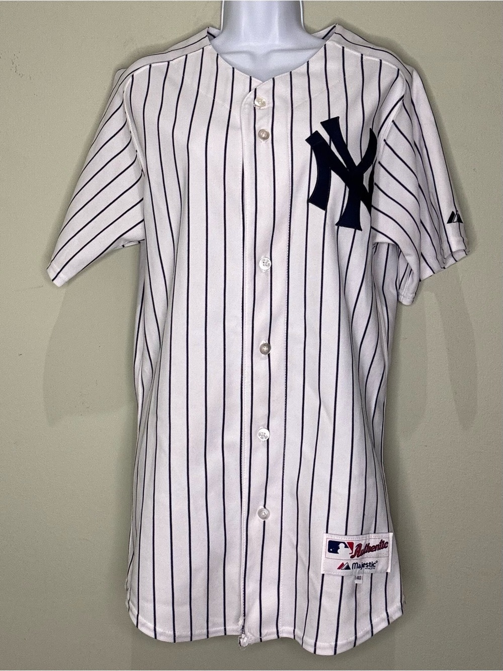 Jorge Posada New York Yankees Majestic Authentic home pinstripe jersey, size 40 - Picture 7 of 8